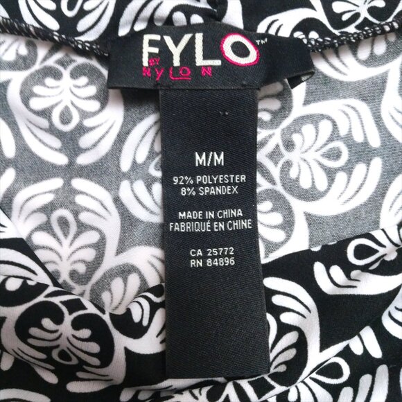 Fylo By Nylon Women's Black White Pattern Cowl Neck Babydoll Top Medium M - Picture 4 of 4